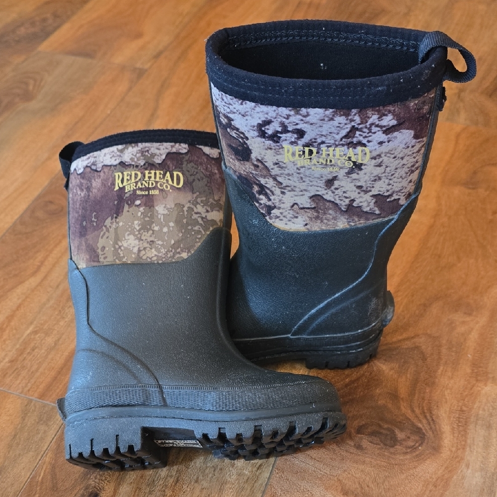 RedHead Kids Camouflage Rain Boots - Black and Brown